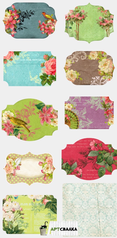 Цветочные лейблы в стиле Веранда | Floral labels in the style Veranda